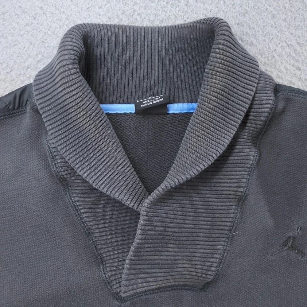 Nike Air Jordan Sweater Mens Large Gray Cotton Thick Heavy Jumpman Collar Warm